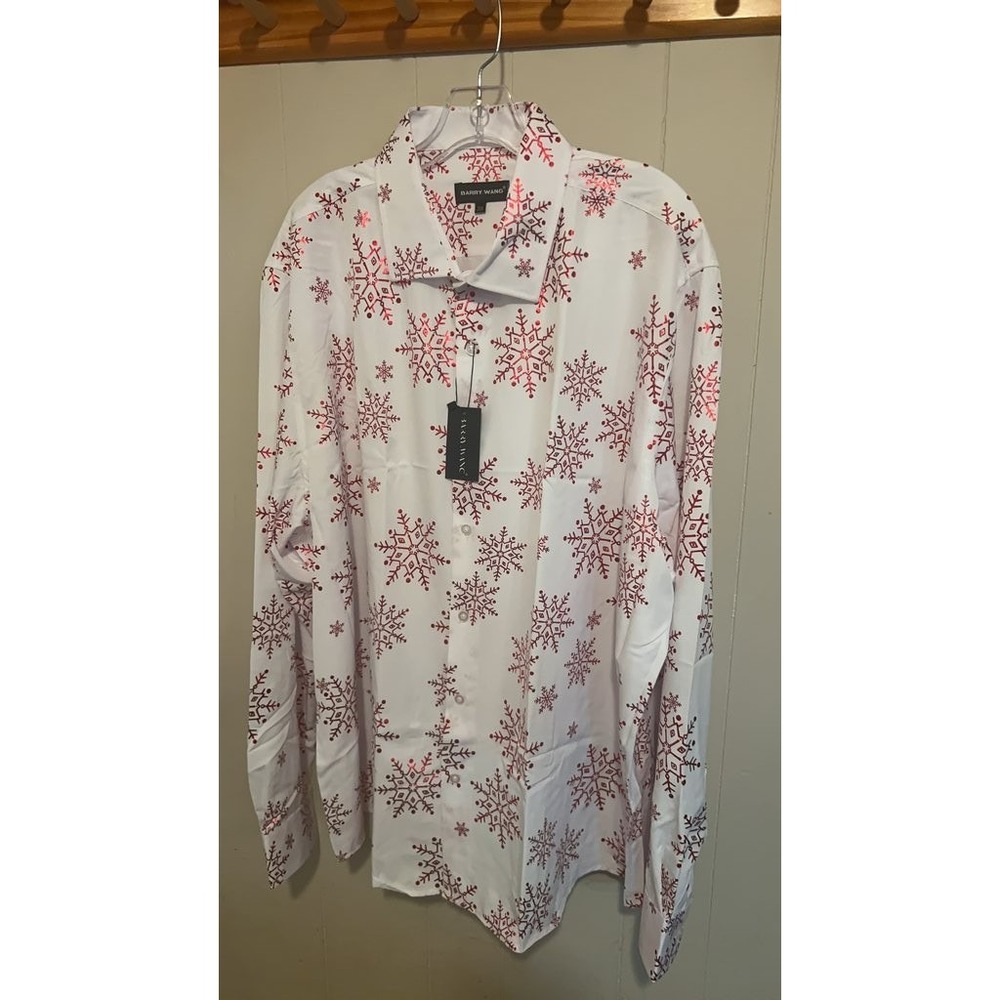 Barry Wang‎ Men's Snowflake Print Long Sleeve Shirt